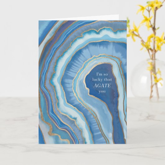 Ik Ben Zo Gelukkig Dat Ik Jou Heb Agate Geode Wens Kaart (Gele Bloem)