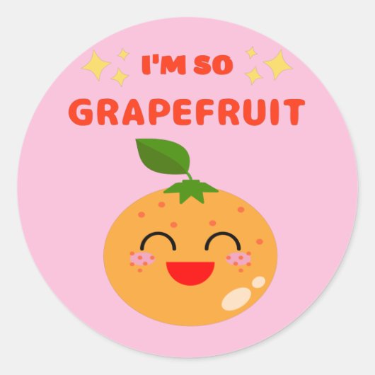 IK BEN ZO GRAEPFRUIT RONDE STICKER (Voorkant)
