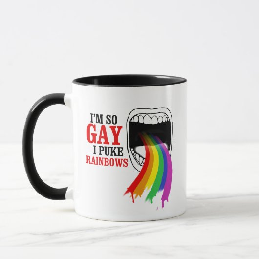 Ik ben zo homo, ik braak Regenbogen Mok (Links)
