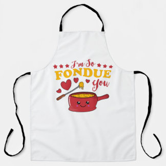 Ik ben zo letterlijk jij Kawaii Fondue Pun T-Shirt Schort