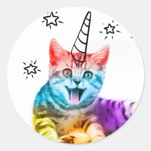 Ik ben zo meowgisch. ronde sticker (Voorkant)