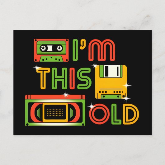 Ik ben zo oud retro tech briefkaart (Voorkant)