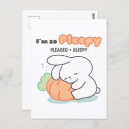 Ik ben zo Pleepy: Bunny Hugging Wortel Kussen Briefkaart