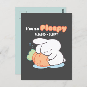 Ik ben zo Pleepy: Bunny Hugging Wortel Kussen Briefkaart