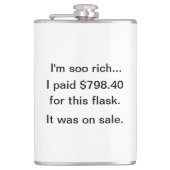 Ik ben zo rijk! heupfles (Voorkant)