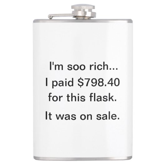 Ik ben zo rijk! heupfles (Voorkant)