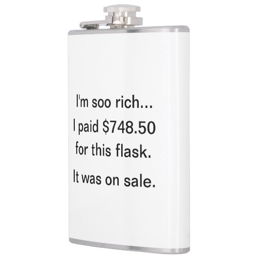 Ik ben zo rijk! heupfles (Links)