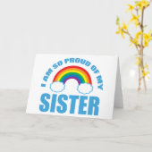 Ik ben zo trots op mijn zus Rainbow Gay Pride Kaart (Gele Bloem)