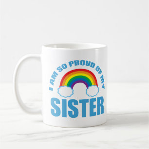 Ik ben zo trots op mijn zus Rainbow Gay Pride Koffiemok