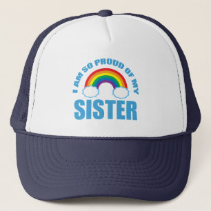 Ik ben zo trots op mijn zus Rainbow Gay Pride Trucker Pet