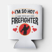 Ik ben zo warm dat ik bij mijn eigen brandweerman  blikjeskoeler (Achterkant)