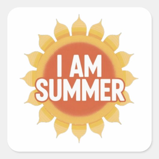 Ik ben zomer vierkante sticker (Voorkant)