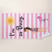 Ik ben zo'n Bezige Striped Beach Scene Beach Towel Strandlaken (Voorkant)