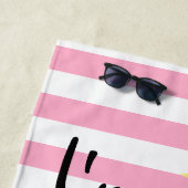 Ik ben zo'n Bezige Striped Beach Scene Beach Towel Strandlaken (In situ)