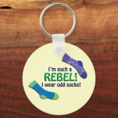 Ik ben zo'n rebel, ik draag vreemde sokken! sleutelhanger (Voorkant)