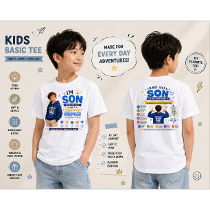 Ik ben zoon T-shirt ontwerp Jongens motivatie on