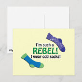 Ik ben zulk een rebel, draag ik oneven sokken! briefkaart (Voorkant / Achterkant)
