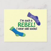 Ik ben zulk een rebel, draag ik oneven sokken! briefkaart (Voorkant)