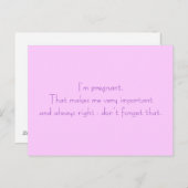 Ik ben zwanger. Dat maakt me heel belangrijk en .. Aankondigingskaart (Voorkant / Achterkant)