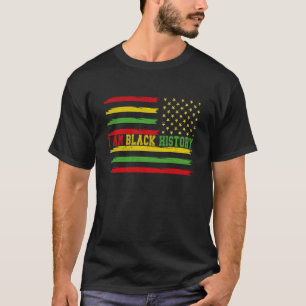 IK BEN ZWART GESCHIEDENIS, Amerikaanse vlag Black T-shirt