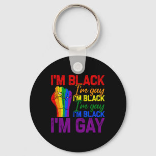 Ik ben zwart ik ben gay Power Vuist Lgbtq trots Zw Sleutelhanger
