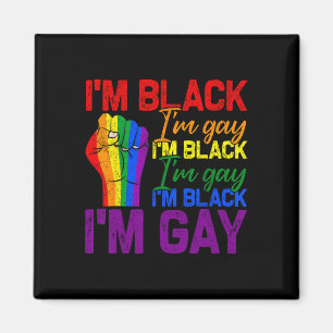 Ik ben zwart in Gay Power First LGBTQ Pride Black  Magneet