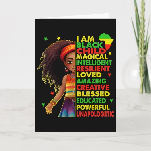 Ik ben zwart kind Juneteenth Afro-Amerikaanse meis Kaart (Voorkant)