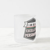 Ik ben zwarte excellentie matglas koffiemok (Voorkant rechts)