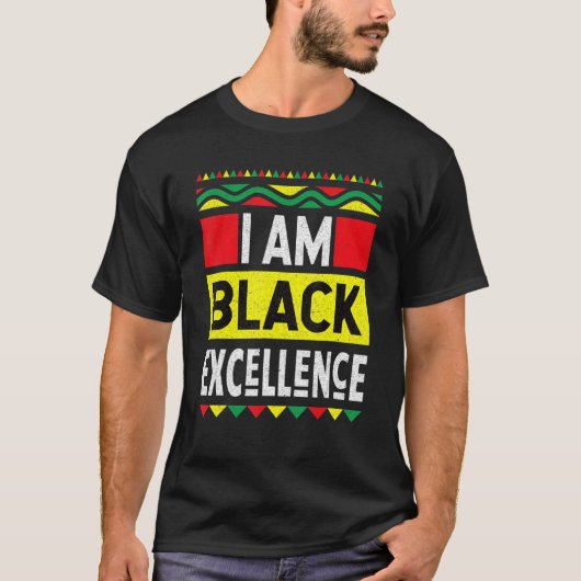 Ik ben zwarte excellentie Zwarte Geschiedenis Maan T-shirt (Voorkant)
