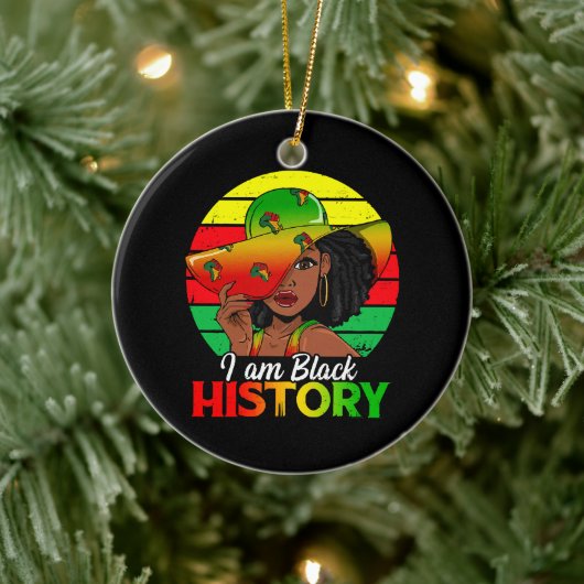 Ik Ben Zwarte Geschiedenis Afrika Amerika Keramisch Ornament (Boom)