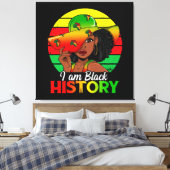 Ik ben zwarte geschiedenis Afrikaans-Amerika Canvas Afdruk (Insitu (Slaapkamer))