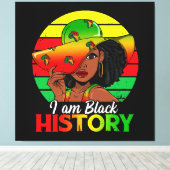 Ik ben zwarte geschiedenis Afrikaans-Amerika Canvas Afdruk (Insitu (Houten vloer))