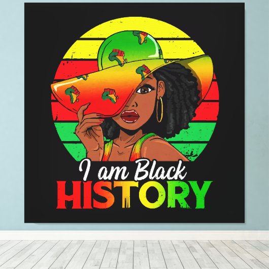 Ik ben zwarte geschiedenis Afrikaans-Amerika Canvas Afdruk (Insitu (Houten vloer))