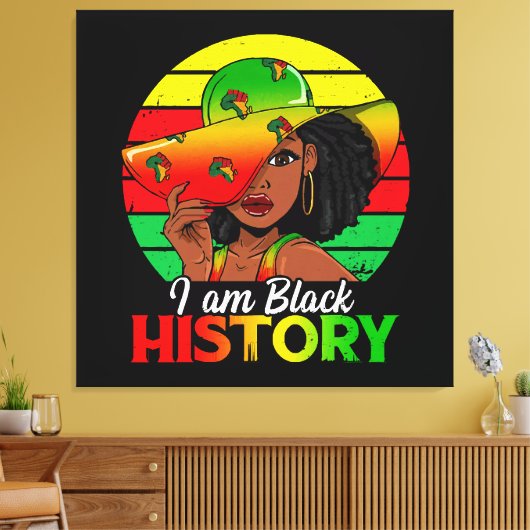 Ik ben zwarte geschiedenis Afrikaans-Amerika Canvas Afdruk (Insitu (Woonkamer))