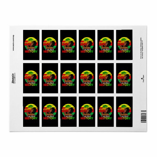 Ik ben zwarte geschiedenis Afrikaans-Amerika Etiket (Full Sheet)