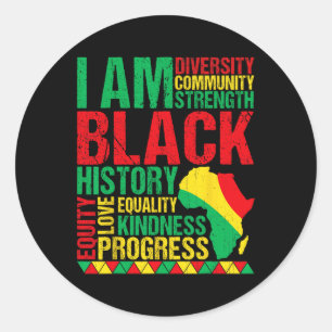 Ik ben zwarte geschiedenis Afrikaanse zwarte gesch Ronde Sticker