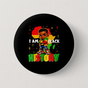 Ik ben zwarte geschiedenis Afro-Amerikaanse jongen Ronde Button 5,7 Cm
