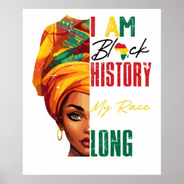Ik ben zwarte geschiedenis Afro-Amerikaanse vrouwe Poster