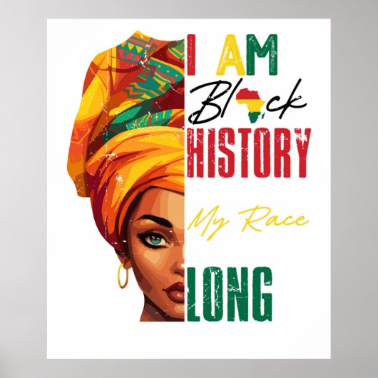 Ik ben zwarte geschiedenis Afro-Amerikaanse vrouwe Poster (Voorkant)