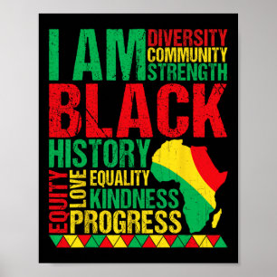 Ik ben zwarte geschiedenis Afro-Amerikaanse zwarte Poster