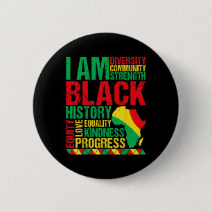 Ik ben zwarte geschiedenis Afro-Amerikaanse zwarte Ronde Button 5,7 Cm