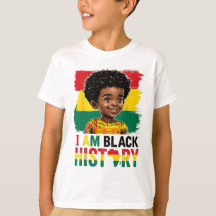 Ik ben Zwarte Geschiedenis Afro Jongen Kleine Mela T-shirt