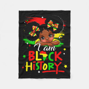 Ik ben Zwarte Geschiedenis Afro Meisje Weinig Mela Fleece Deken