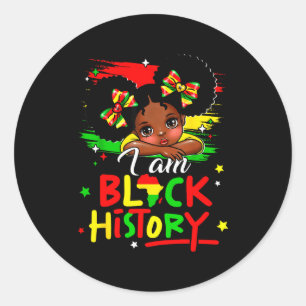 Ik ben Zwarte Geschiedenis Afro Meisje Weinig Mela Ronde Sticker