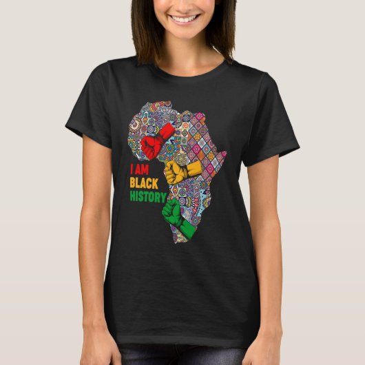 Ik ben zwarte geschiedenis BHM Pride Map van Afrik T-shirt (Voorkant)