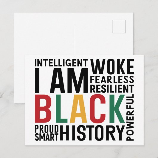 Ik ben zwarte geschiedenis briefkaart (Voorkant / Achterkant)