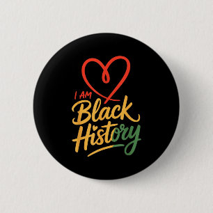 Ik ben zwarte geschiedenis hart maand trots mannen ronde button 5,7 cm