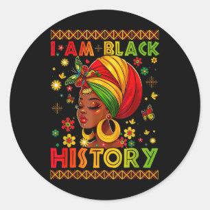 Ik ben zwarte geschiedenis Juneteenth Afro-Amerika Ronde Sticker