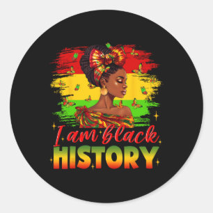 Ik ben zwarte geschiedenis Juneteenth Afro-Amerika Ronde Sticker