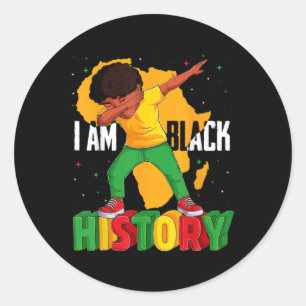 Ik ben Zwarte Geschiedenis Kind Dabbing Zwarte Ges Ronde Sticker